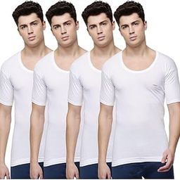 Lehar Men Combed Cotton Round Neck with Sleeve Vest -White-picture-30