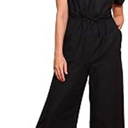 Black Shirt Collar Waist Tie-Ups Cargo Style Wide Leg Casual Jumpsuit-picture-22