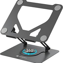Portronics My Buddy K11 Metal Laptop Stand with 360° Rotation, Height & Angle Adjustable, Foldable Design, Improves Air Flow, Carbon Steel Body, 10 kg Max Weight for Laptops & MacBook (Black)-1