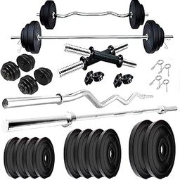BULLAR Home Gym Combo, 20kg to 40kg 3ft Curl Rod 5ft Straight Rod, Pair Dumbbell Rods, Weight Plates, Gym Equipment Set (30Kg)-27