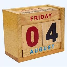STAR CRAFT Wooden Calendar Perpetual Change For Office And Home Table/Desk Calender Office Desk Stationary Calender (MULTI BEECH)-8