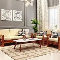 BN Furniture Sheesham Wood 5 Seater Sofa Set 3+1+1 for Home Living Room Hall (Honey Finish)-image-49