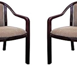 Supreme Ornate Plastic Chair with Back & Seat Cushion for Home/Office/Study/Garden/Balcony/Indoor & Outdoor - Set of 2 Pcs (Jordan Brown/Brown Dobby)-11
