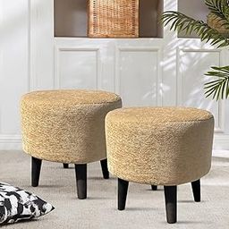 Homeaccex Ottoman Stool For Living Room Furniture - Ottoman Pouffes For Sitting Set Of 2 Room Décor Puffies- Puffy Stool And Footstools - Beige-image-124