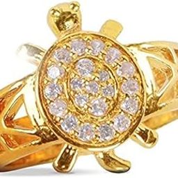 Bhumi Unisex Adjustable Zircon-studded Turtle Brass Ring for Good Luck, Success, and Healthy Long Life (Golden)-image-100