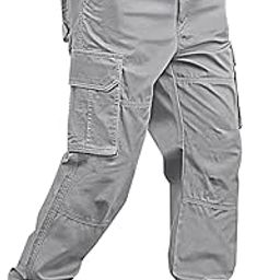 Casual Solid Men's Loose Fit Drawstring Cargo Pants with Multiple Pockets | Cotton Cargos for Men-image-77