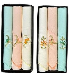 Cotton Embroided Flower Print Hanky/Rumal/Handkerchief for Women and Girls (Pack of 6)-44