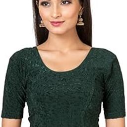 Round Neck Dobby Cotton Lycra Stretchable Elbow Sleeve Readymade Saree Blouse for Women(BLS for Women)-image-44