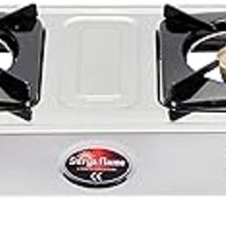 Surya Flame LPG Gas Stove 2 Burner Brass Stainless steel Amaze Cooktop With BIS Certified Doorstep Warranty 2 Years (Silver)-image-46