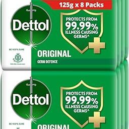 Dettol Original Germ Protection Bathing Soap Bar| Kills 99.99% germs, 125g each (Pack of 8)-19