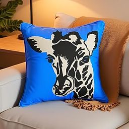 SAJAVAT HOME Cotton Animal Printed Cushion Cover | Versatile Home Decor for Sofa, Bed, or Chair | 16x16 Inches/40x40 Cms | Cobalt Blue, All-Season (Pack of 1)-picture-11