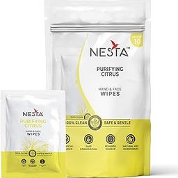 Nesta Individually Packed Facial Wet Wipes for Women & Men; Citrus & Aloe-Vera; Clears Dirt, Gives Fresh & Glowing Skin with Moisture; Alcohol Free, Eco Friendly(5 Packets x 10 Wipes = 50 Wipes)-picture-15