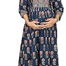 Cotton Maternity Dresses for Women with Feeding Zip - Floral Breastfeeding Maternity Gown Kurti for Pregnant Women - Nursing Pre and Post Pregnancy Wear-image-112