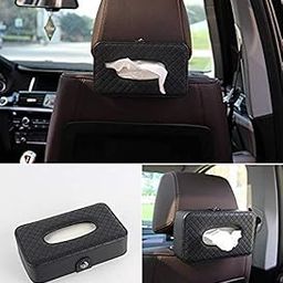 Automaze PU Leather Car Armrest Headrest Back Seat Tissue Napkin Box Holder, Interior Car Accessories (Black, Headrest/Armrest Type)-13