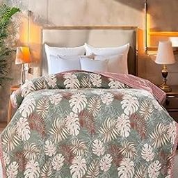 WEAVERS HUT Premium Ultrasonic Quilted Comforter | Fade-Resistant, Ultra-Soft Microfiber Fill is Hypoallergenic All-Season Comfort Stitching & Soft Finish (230X190CM) (Multi Floral)-image-53