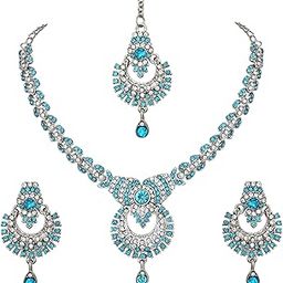 Delightful Rhodium Silver Plated Alloy Choker Necklace Set For Women-image-89