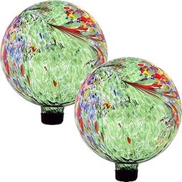 Sunnydaze 10-Inch Gazing Ball for Garden - Glass Gazing Globe for Outside - Garden Orb Yard Decor - Green Artistic - Set of 2-image-41
