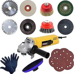 KHADIJA AG-801 4-Inch/100MM 850-Watt Angle Grinder Yellow (AG-801 [Tail Switch] with 20pcs Wheels Set)-image-56