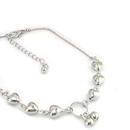 Silver Plated Heart Crafted Charm Anklet Bracelet Foot Jewelry for Women-image-14