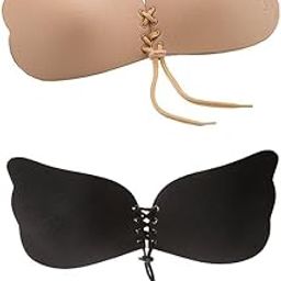 Women Nylon Silicon Padded Non-Wired Reusable Backless Strapless Push up Self Adhesive Sticky Bra, Size- A-D Cup, Color- Black, Beige-image-22