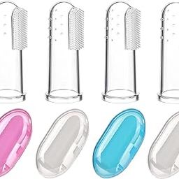 The Moms care Baby Finger Manual Toothbrush Of Silicon Made Food Grade Quality Bpa Free With Storage Case Multi-Color Pack Of-4-image-5