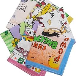 100% Pure Cotton Attractive Cartoon printed Hankies for kids, babies(Set of 6)(Print may vary)-image-56