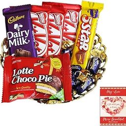 SFU E Com Caramel & Nestle Chocolate Gift Hamper | Valentine Chocolate With Love Greeting Card | Valentine Chocolate Hamper | 012-17