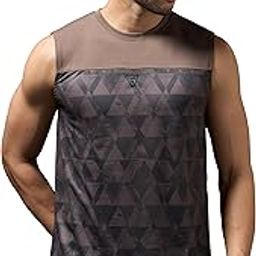 Mens Slim Fit Crew Neck Printed Sleeveless Vest with Anti-Microbial, Odour Free for Gym, Workout and Sports-image-52