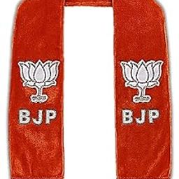 Bharatiya Janata Party - BJP Two-Layer Velvet handmade Crystal stone studded with golden border BJP Logo on both sides with ribbon - 60 Inches Size-image-37