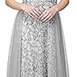 Women's Net Embroidery Aline-Flered Gown Dress for Women Full Stitched Gown Ready to wear.(All Over)-image-80