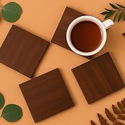 Sheesham Wood Handcrafted Tea Coaster Set of 4 Piece for Home Kichen | Wooden Coaster | (Brown)-44