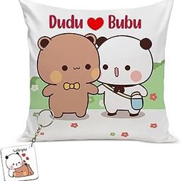 Bubu Dudu Cushion Love Gift for Birthday | Gift for Wife Cushion Cover with Filler AT-22-14