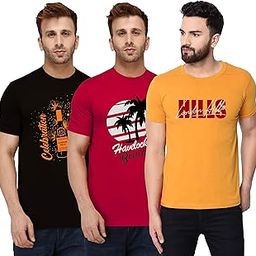 Men's Half Sleeve Cotton Blend Round Neck Printed Regular Fit T-Shirts (Pack of 3)-picture-13