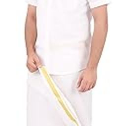 Men's Traditional Cotton Dhoti with Gold Zari Border, White, 2 Meters, Festive and Ethnic Wear-picture-15
