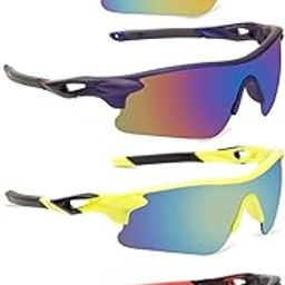 Combo Set Of 4 UV Protected Sports Sunglasses for Women Men Multicolored Outdoor Sports Cricket, Cycling, Riding, Running, Baseball, Fishing Glasses Goggle (Unisex Adult)-picture-15