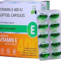 KORMESIC Vitamin E Capsule for Face and Hair | 100% Natural Vitamin E Supliment Capsule 20x10 (200 Capsule)-24