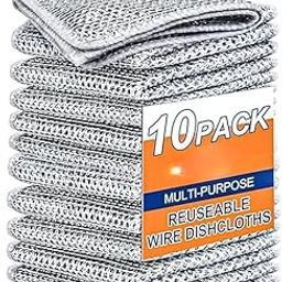 Ahuja Mart Multipurpose Wire Dishwashing Rags for Wet and Dry Stainless Steel Scrubber Non-Scratch Wire Dishcloth for Kitchen Scrubber Dishes Sinks Counters Easy Rinsing Machine Washable (Pack of 10)-image-93