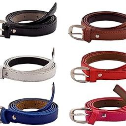 Women's Ladies's Girl's Belt For Jeans Women's Belt for Dresses Casual Formal Pack of 6 Belt Combo Free Size(Fit On Upto 34 Inch) Black Brown White and Blue Color Belt-image-38