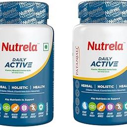 Nutrela Daily Active Multivitamin for Men & Women with essential amino acids,Eye & Heart Health - 30 Veg Capsules (pack of 2)-25