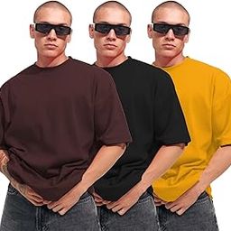 Men's Oversized Cottonblend Half Sleeve Round Neck Solid T-Shirt Combo (Pack of 3)-picture-18