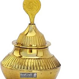 RealCraft; INSPIRING LIFES Brass Kumkum Box, Sindoor Dani with Sindur Stick for Women (Golden, 7.5 Cm),Pack of 1-image-52