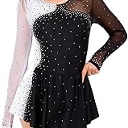 IKAANYA Girls/Women Leotard Dress for Rhythmic Gymnastics, Figure Skating, Dance or Performance-image-60