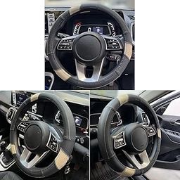 Oshotto SC-011-A Fiber Leather Car Steering Cover Black, Beige Colour Compatible with Hyundai Verna Fluidic-picture-14