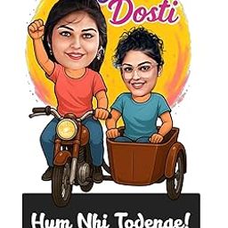 8 Inch Caricature Gift for Best Friends – Yeh Dosti Hum Nhi Todenge Table Top with Glossy Finish – Unique Friendship Day Gift for Girls – Personalized Desk Décor Keepsake-image-12