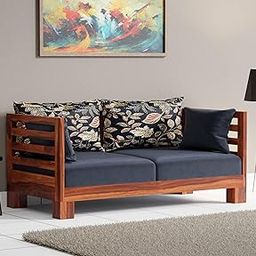 Solid sheesham Wood 2 Seater Sofa for Living Room & Office - Wooden Sofa with Cousins - Luxurious Sofa for Your Living Space Design 3 (Honey Finish)-image-41