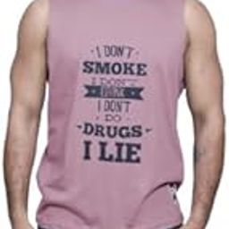 Men's Sleeveless Tank Top with Graphic Print, Pink, Cotton Blend-image-28