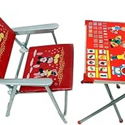 Rudra Creations - Best for Kids, Cartoon Pattern Printed Adjustable Foldable Study Table and Chair Set, for Kids Boy and Girl (Age Recomendation 2 to 6 Year Old) - Red-image-66