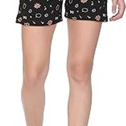 Women's Cotton Printed Lounge Shorts (SG-01 : Black - L)-image-29