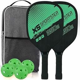 KNK Full Pickleball Starter Set: 2 Paddles, 4 Balls & Backpack Tote (Green)-29