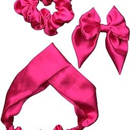 Yaari Collections 3-in-1 Satin Hair Accessory Combo – Hot Pink Scrunchie, Bow Metal Hair Clip & Headband Set | Elegant & Non-Damaging Hair Styling Set for Girls & Women | Premium Satin Fabric, Trendy Fashion Kit for Hair Styling-image-89